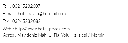 Hotel Peyda telefon numaralar, faks, e-mail, posta adresi ve iletiim bilgileri